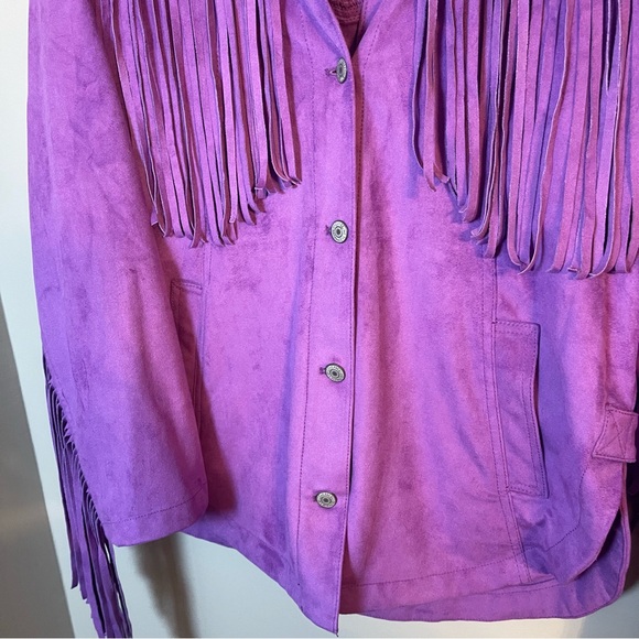 We the Free Purple Fringe Women's Jacket Vegan Leather XS - Picture 5 of 7